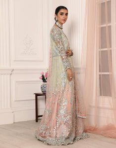 Buy Emaan Adeel Lamour Luxury Chiffon Collection '21 | LR-06 Green Chiffon dress from our lebasonline. We have various top Pakistani designer dresses in UK such as imrozia UK Maria b lawn 2021 You can get customized Pakistani wedding dresses for evening wear Get your pakistani wedding outfit in UK, USA from lebaasonline