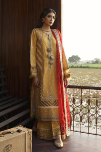 Qalamkar Luxury Festive Lawn 2021 | FX-10 Yellow Lawn dress is exclusively suitable for Summer wedding season. Lebasonline is the largest stockist of Pakistani boutique dresses such as Qalamkar Sobia Nazir Maria B various Pakistani Bridal dresses in UK. You can get your outfit customized in UK, USA from Lebaasonline