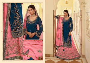 Buy Glossy Rubaab Traditional Lehenga | Rubaab 15161 Blue & Pink color. We have elegant collection of Indian Bridal dresses online USA and Party or Wedding wear of Indian designers like Maisha Viviana, Alizeh. Buy unstitched or even customized Anarkali Lehnga Indian Wedding Dresses online UK from Lebaasonline.co.uk