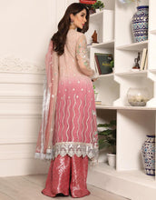 Load image into Gallery viewer, Buy Emaan Adeel Lamour Luxury Chiffon Collection &#39;21 | LR-09 Pink Chiffon dress from our lebasonline. We have various top Pakistani designer dresses in UK such as imrozia UK Maria b lawn 2021 You can get customized Pakistani wedding dresses for evening wear Get your pakistani wedding outfit in USA from lebaasonline