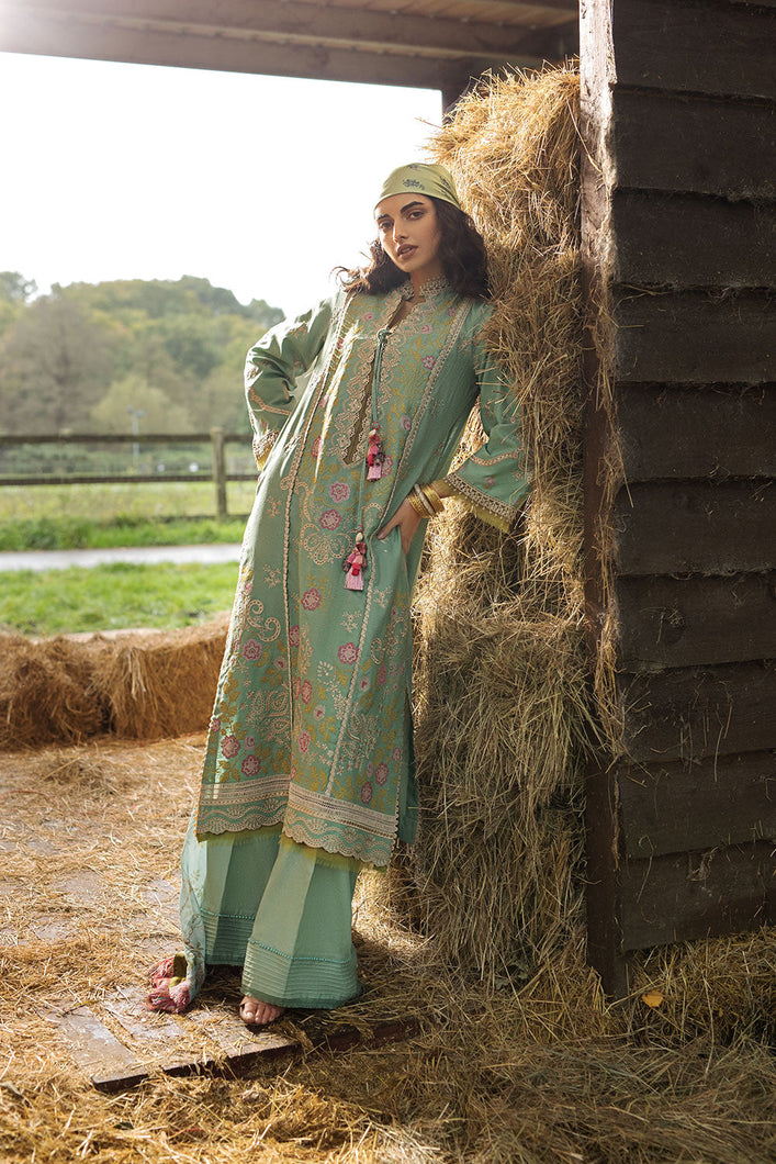 SOBIA NAZIR | AUTUMN/WINTER 2022 | AW22-5B Teal Lawn Dress available @lebaasonline. We have brands such as Maria b, Sana Safinaz, Sobia Nazir for PIndian bridal dresses online USA. Evening dress can be customized at Pakistani designer boutique online UK at Lebaasonline in UK, USA, France, Austria at SALE! 