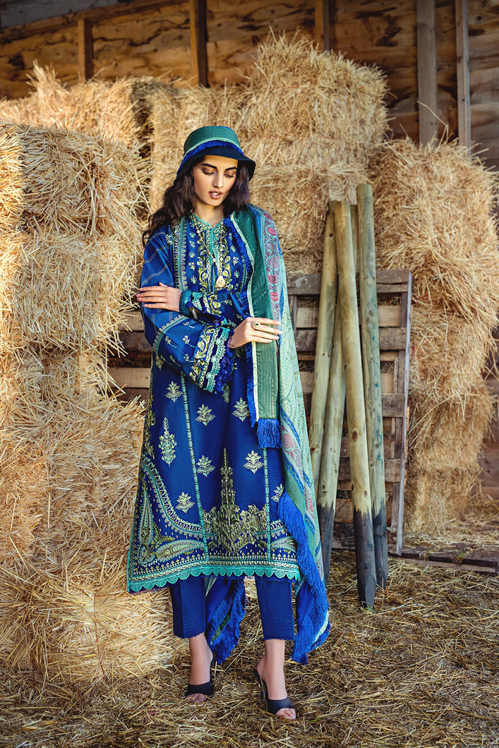 SOBIA NAZIR | AUTUMN/WINTER 2022 | AW22-9B Teal Lawn Dress available @lebaasonline. We have brands such as Maria b, Sana Safinaz, Sobia Nazir for PIndian bridal dresses online USA. Evening dress can be customized at Pakistani designer boutique online UK at Lebaasonline in UK, USA, France, Austria at SALE! 