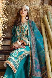 SOBIA NAZIR | AUTUMN/WINTER 2022 | AW22-7B Teal Lawn Dress available @lebaasonline. We have brands such as Maria b, Sana Safinaz, Sobia Nazir for PIndian bridal dresses online USA. Evening dress can be customized at Pakistani designer boutique online UK at Lebaasonline in UK, USA, France, Austria at SALE! 