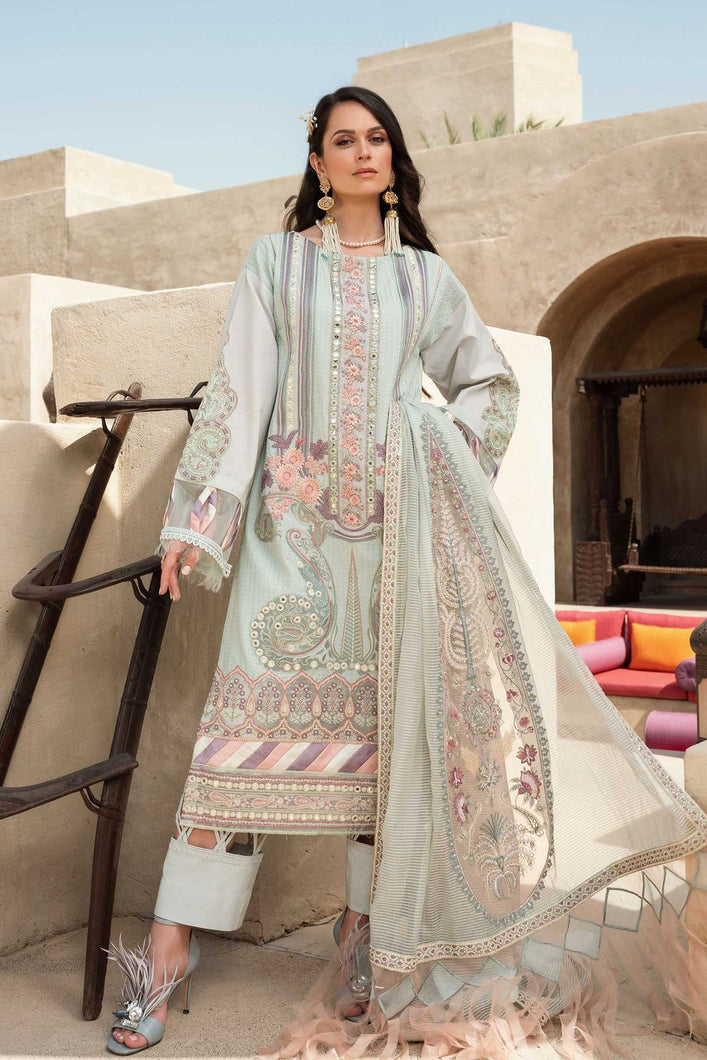 Buy Shiza Hassan Luxury Lawn 2021 | AARA | 1A Light Blue lawn 2021 dress from our official website. We are largest stockists of Eid luxury lawn dresses, Maria b Eid Lawn 2021 Shiza Hassan Luxury Lawn 2021. Buy unstitched, customized & Party Wear Eid collection '21 online in USA UK Manchester from Lebaasonline at SALE