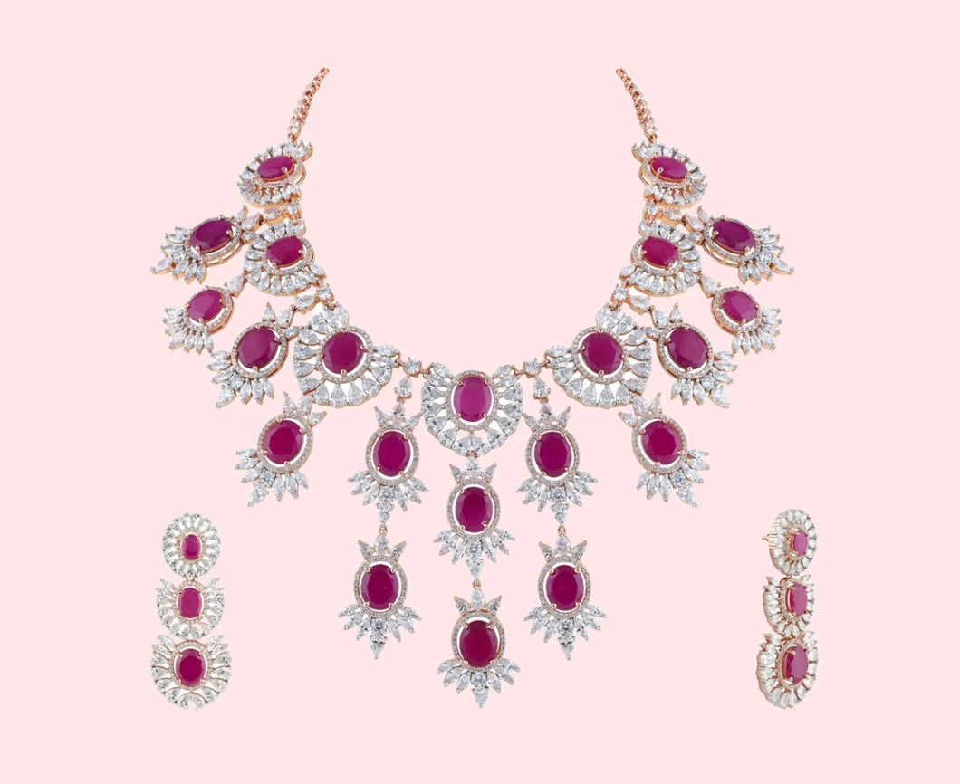 Ruby & Rose American Diamond Necklace Set