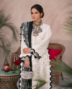 MARYAM HUSSAIN Luxury Lawn '21 Collection - AMBER White dress most popular Pakistani outfits for evening wear and winter season in the UK, USA and France. These 3 pc unstitched, stitched & READY MADE Indian & Pakistani Suits are best for Eid outfits. Shop Salwar Kameez by Maryam Hussain on SALE price at Lebaasonline!