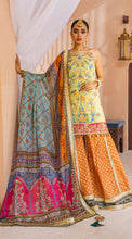 Load image into Gallery viewer, ANAYA x KAMIAR ROKNI &#39;DHANAK&#39; SHAZMEEN Lemon Yellow Sharara suit is available @lebaasonline. The PAKISTANI WEDDING DRESSES ONLINE UK is available in various Pakistani brands such as MARIA B, ANAYA, MARYUM The PAKISTANI BRIDAL DRESSES USA is stitched/customized as per demand Get PAKISTANI DRESSES in UK, France, Germany