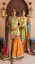 Load image into Gallery viewer, ANAYA x KAMIAR ROKNI &#39;DHANAK&#39; SHAZMEEN Lemon Yellow Sharara suit is available @lebaasonline. The PAKISTANI WEDDING DRESSES ONLINE UK is available in various Pakistani brands such as MARIA B, ANAYA, MARYUM The PAKISTANI BRIDAL DRESSES USA is stitched/customized as per demand Get PAKISTANI DRESSES in UK, France, Germany