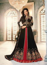 Load image into Gallery viewer, Buy Glossy Simar Amyra Abha Gown Style Suit | 9060 Black Gown with Georgette Embroidered INDIAN SUIT UK collection. We have elegant collection of INDIAN PARTY GOWN UK such as Swagat Aashirwad Mohini at our online store. Buy from our ravishing collection of Ready made PARTY WEAR INDIAN SUIT UK from Lebaasonline.co.uk