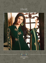 Load image into Gallery viewer, Buy Glossy Simar Amyra Abha Gown Style Suit | 9058 Green Gown with Georgette Embroidered INDIAN SUIT UK collection. We have elegant collection of INDIAN PARTY GOWN UK such as Swagat Aashirwad Mohini at our online store. Buy from our ravishing collection of Ready made PARTY WEAR INDIAN SUIT UK from Lebaasonline.co.uk