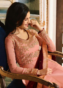 Buy Glossy Simar Amyra Abha Gown Style Suit | 9057 Peach Gown with Georgette Embroidered INDIAN SUIT UK collection. We have elegant collection of INDIAN PARTY GOWN UK such as Swagat Aashirwad Mohini at our online store. Buy from our ravishing collection of Ready made PARTY WEAR INDIAN SUIT UK from Lebaasonline.co.uk