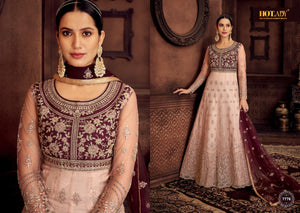 Buy Hotlady Nasheen Traditional Anarkali | 7776 Wine color Heavy Embroidered INDIAN ANARKALI Dress. Get yourself customized ASIAN PARTY WEAR DRESSES UK. We have elegant collection of various brands such as Swagat Vipul Mohini Fashion at our online store. Get outfit in USA UK Austria from LEBAASONLINE only.