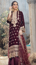 Load image into Gallery viewer, ANAYA VELVET COLLECTION | VELOUR DE FETE &#39;21 | LUCILLE | 05 Maroon VELVET SALWAR SUITS DESIGNS  is available with us. We have various VELVET SALWAR SUITS DESIGNS in Maria B, Sana Safinaz, Anaya. The INDIAN VELVET SALWAR KAMEEZ can be customized and delivered at your doorstep in USA, Germany, Austria from Lebaasonline