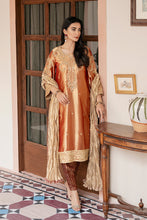 Load image into Gallery viewer, Buy MUSHQ | SUNEHRI 2023-SILK EDITION Golden Designer Dresses Is an exclusively available for online UK @lebaasonline. PAKISTANI WEDDING DRESSES ONLINE UK can be customized at Pakistani designer boutique in USA, UK, France, Dubai, Saudi, London. Get Pakistani &amp; Indian velvet BRIDAL DRESSES ONLINE USA at Lebaasonline.