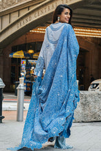 Load image into Gallery viewer, Buy MUSHQ | BROADWAY WINTER EDIT &#39;21 | NIAGARA-01 Blue Karandi Pakistani Designer Suit UK Online at Great Price! Go for bold prints INDIAN CLOTHES FOR WOMEN  this summer in runway fashion style . A vividly rendered print for ASIAN PARTY WEAR can be customised at LEBAASONLINE UK. We deliver to UK, USA France at SALE