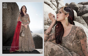 Buy Now Mohini Fashion Indian Suits | Glamour | 83005 Hazelnut Brown color Gown Indian Wedding dress online UK. We have exclusive collections of Vipul, Ashirwad, Zoya Indian Designers Dresses UK. Get dressed this wedding season in our Heavy look Indian Designers Party Wear exclusive only at Lebaasonline.co.uk