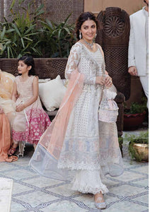 Mushq Dastaan Chikankari 2021 - JANA | 10 White Chikankari dress is exclusively available on lebasonline. We have largest varieties of Pakistani Designer Dress in UK of various brand such as Mushq 2021. The dresses are customized as Pakistani bridal dress in USA. Get your dress in UK USA from lebaasonline!