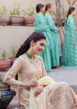 Load image into Gallery viewer, Mushq Dastaan Chikankari 2021 - SAHIBA | 08 Golden Chikankari dress is exclusively available on lebasonline. We have largest varieties of Pakistani Designer Dress in UK of various brand such as Mushq 2021. The dresses are customized as Pakistani bridal dress in USA. Get your dress in UK USA from lebaasonline!