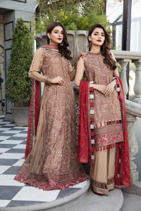 Buy Mahyar Alizeh Chiffon Collection 2021 | Naurattan Beige Chiffon Embroidered Collection from our official website. We are largest stockists of Eid Collection 2021 Buy this Eid dresses from Alizeh Chiffon 2021 unstitched and stitched. This Eid buy NEW dresses in UK USA, Manchester from latest suits in Lebaasonline