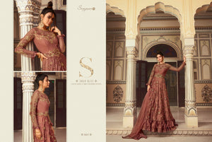 SAMPANN NX | ANARKALI INDIAN WEAR | 5605 Stunning Rust Anarkali Heavy and Beautiful Embroidered Party & Wedding Wear Indian Salwar Suits With Beautiful Soft net Dupatta. We have various Indian designers collection like Aashirwad, Vipul, Mohini. Get yourself customized outfit in UK, USA, Spain from Lebaasonline.co.uk