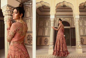 SAMPANN NX | ANARKALI INDIAN WEAR | 5605 Stunning Rust Anarkali Heavy and Beautiful Embroidered Party & Wedding Wear Indian Salwar Suits With Beautiful Soft net Dupatta. We have various Indian designers collection like Aashirwad, Vipul, Mohini. Get yourself customized outfit in UK, USA, Spain from Lebaasonline.co.uk