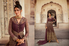 Load image into Gallery viewer, SAMPANN NX | ANARKALI INDIAN WEAR | 5602 Radiant Wine Anarkali Heavy and Beautiful Embroidered Party &amp; Wedding Wear Indian Salwar Suits With Beautiful Soft net Dupatta. We have various Indian designers collection like Aashirwad, Vipul, Mohini. Get yourself customized outfit in UK, USA, Spain from Lebaasonline.co.uk