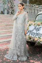 Load image into Gallery viewer, Buy IMROZIA SERENE-MEHRAM BRIDALS 2023 silver Designer Dresses Is an exclusively available for online UK @lebaasonline. PAKISTANI WEDDING DRESSES ONLINE UK can be customized at Pakistani designer boutique in USA, UK, France, Dubai, Saudi, London. Get Pakistani &amp; Indian velvet BRIDAL DRESSES ONLINE USA at Lebaasonline.