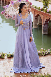 MUSHQ | TISSUE DE LUXE '21 | GULBAHAAR | 02 Lavender and Halogen Blue Chiffon Dress is exclusively available for Wedding dresses online UK @lebaasonline. Pakistani Bridal dresses online USA can be customized at Pakistani designer boutique in UK, USA, France, London. Evening/Party wear dresses at Lebaasonline at SALE!
