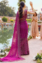 Load image into Gallery viewer, MUSHQ | TISSUE DE LUXE &#39;21 | GULAAB | 07 Purple Wine Chiffon Dress is exclusively available for Wedding dresses online UK @lebaasonline. Pakistani Bridal dresses online UK can be customized at Pakistani designer boutique in USA, UK, France, London. Get Indian Wedding dresses online USA at Lebaasonline at SALE!