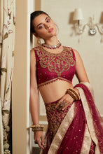 Load image into Gallery viewer, Buy MUSHQ | AMOUR - WEDDING COLLECTION &#39;23 red Designer Dresses Is an exclusively available for online UK @lebaasonline. PAKISTANI WEDDING DRESSES ONLINE UK can be customized at Pakistani designer boutique in USA, UK, France, Dubai, Saudi, London. Get Pakistani &amp; Indian velvet BRIDAL DRESSES ONLINE USA at Lebaasonline.