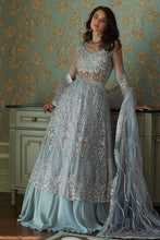 Load image into Gallery viewer, Buy MUSHQ | AMOUR - WEDDING COLLECTION &#39;23 Dusty aqua Designer Dresses Is an exclusively available for online UK @lebaasonline. PAKISTANI WEDDING DRESSES ONLINE UK can be customized at Pakistani designer boutique in USA, UK, France, Dubai, Saudi, London. Get Pakistani &amp; Indian velvet BRIDAL DRESSES ONLINE USA at Lebaasonline.