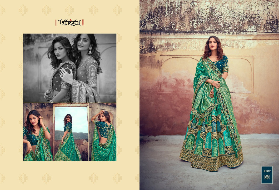 Buy Tathastu Innara Lehenga Choli | Tathastu 4902 Green color. We have elegant collection of Indian Bridal dresses online UK and Party or Wedding wear of Indian designers like Maisha Viviana, Alizeh. Buy unstitched or even customized Anarkali Lehnga Indian Wedding Dresses online UK from Lebaasonline.co.uk