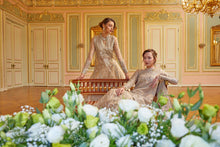 Load image into Gallery viewer, GISELE | SHAGUN WEDDING COLLECTION &#39;22  | SHAFAQ biscuity color dresses exclusively available @lebaasonline. Gisele Pakistani Designer Dresses in UK Online, Maria B is available with us. Buy Gisele Clothing Pakistan for Pakistani Bridal Outfit look. The dresses can be customized in UK, USA, France at Lebaasonline