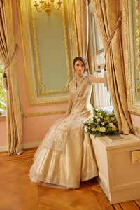 GISELE | SHAGUN WEDDING COLLECTION '22  | SHAFAQ biscuity color dresses exclusively available @lebaasonline. Gisele Pakistani Designer Dresses in UK Online, Maria B is available with us. Buy Gisele Clothing Pakistan for Pakistani Bridal Outfit look. The dresses can be customized in UK, USA, France at Lebaasonline