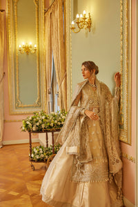 GISELE | SHAGUN WEDDING COLLECTION '22  | SHAFAQ biscuity color dresses exclusively available @lebaasonline. Gisele Pakistani Designer Dresses in UK Online, Maria B is available with us. Buy Gisele Clothing Pakistan for Pakistani Bridal Outfit look. The dresses can be customized in UK, USA, France at Lebaasonline