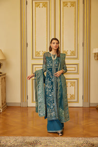 GISELE | SHAGUN WEDDING COLLECTION '22  | ARZUU blue color dresses exclusively available @lebaasonline. Gisele Pakistani Designer Dresses in UK Online, Maria B is available with us. Buy Gisele Clothing Pakistan for Pakistani Bridal Outfit look. The dresses can be customized in UK, USA, France at Lebaasonline