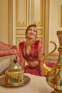 GISELE | SHAGUN WEDDING COLLECTION '22  | TABEER red dresses exclusively available @lebaasonline. Gisele Pakistani Designer Dresses in UK Online, Maria B is available with us. Buy Gisele Clothing Pakistan for Pakistani Bridal Outfit look. The dresses can be customized in UK, USA, France at Lebaasonline