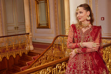 Load image into Gallery viewer, GISELE | SHAGUN WEDDING COLLECTION &#39;22 | ENARA red dresses exclusively available @lebaasonline. Gisele Pakistani Designer Dresses in UK Online, Maria B is available with us. Buy Gisele Clothing Pakistan for Pakistani Bridal Outfit look. The dresses can be customized in UK, USA, France at Lebaasonline