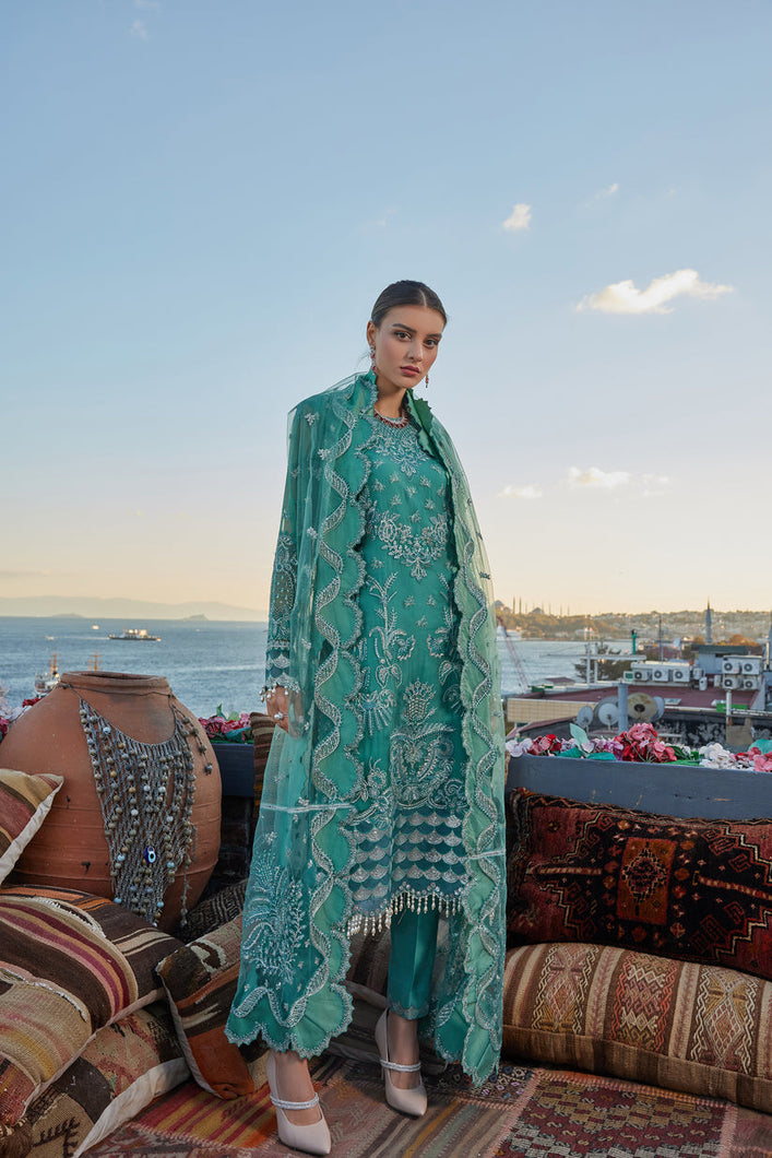 GISELE | SHAGUN WEDDING COLLECTION '22  | FALAK sea green color dresses exclusively available @lebaasonline. Gisele Pakistani Designer Dresses in UK Online, Maria B is available with us. Buy Gisele Clothing Pakistan for Pakistani Bridal Outfit look. The dresses can be customized in UK, USA, France at Lebaasonline