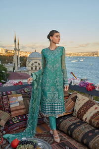 GISELE | SHAGUN WEDDING COLLECTION '22  | FALAK sea green color dresses exclusively available @lebaasonline. Gisele Pakistani Designer Dresses in UK Online, Maria B is available with us. Buy Gisele Clothing Pakistan for Pakistani Bridal Outfit look. The dresses can be customized in UK, USA, France at Lebaasonline