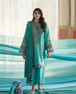 REPUBLIC WOMEN'S WEAR | NIGHAT LAWN COLLECTION '21 | D7 Turquoise Winter wear for the Pakistani look. The Velvet salwar kameez, winter shawls designs of Republic women's wear, Maria B, Asim Jofa are available in our Pakistani designer boutique. Get Velvet suits in UK USA, France from Lebaasonline