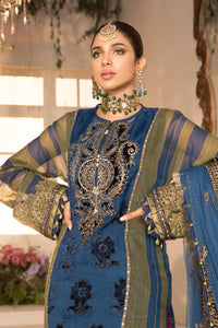 Buy Maria B Mbroidered Chiffon EID 2021 | BD-2104 Blue Olive green with deep Coral Pink Chiffon Pakistani dresses from our official website We have all Pakistani designer clothes of Maria b Chiffon 2021 Sobia Nazir Various Pakistani outfits can be bought online from our website Lebaasonline in UK Birhamgam America