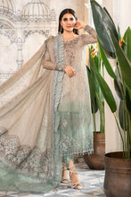 Load image into Gallery viewer, Buy Maria B Mbroidered Wedding 2022 | Coffee and Smoked Blue Chiffon Indian designer dresses online USA from our website We have all Pakistani designer clothes of Maria b Various Pakistani Bridal Dresses online UK Pakistani boutique dresses can be bought online from our website Lebaasonline in UK USA, America