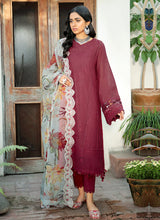 Load image into Gallery viewer, Buy BAROQUE | BAROQUE – SWISS VOILE COLLECTION 22 | BQS-01 Maroon color available in Next day shipping @Lebaasonline. We have PAKISTANI DESIGNER SUITS ONLINE UK with shipping worldwide and in USA. The Pakistani Wedding Suits USA can be customized. Buy Baroque Suits online exclusively on SALE from Lebaasonline only.