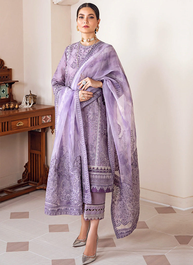 Buy BAROQUE | BAROQUE – SWISS LAWN COLLECTION 22 | BSW-02 Lavender color available in Next day shipping @Lebaasonline. We have PAKISTANI DESIGNER SUITS ONLINE UK with shipping worldwide and in USA. The Pakistani Wedding Suits USA can be customized. Buy Baroque Suits online exclusively on SALE from Lebaasonline only.