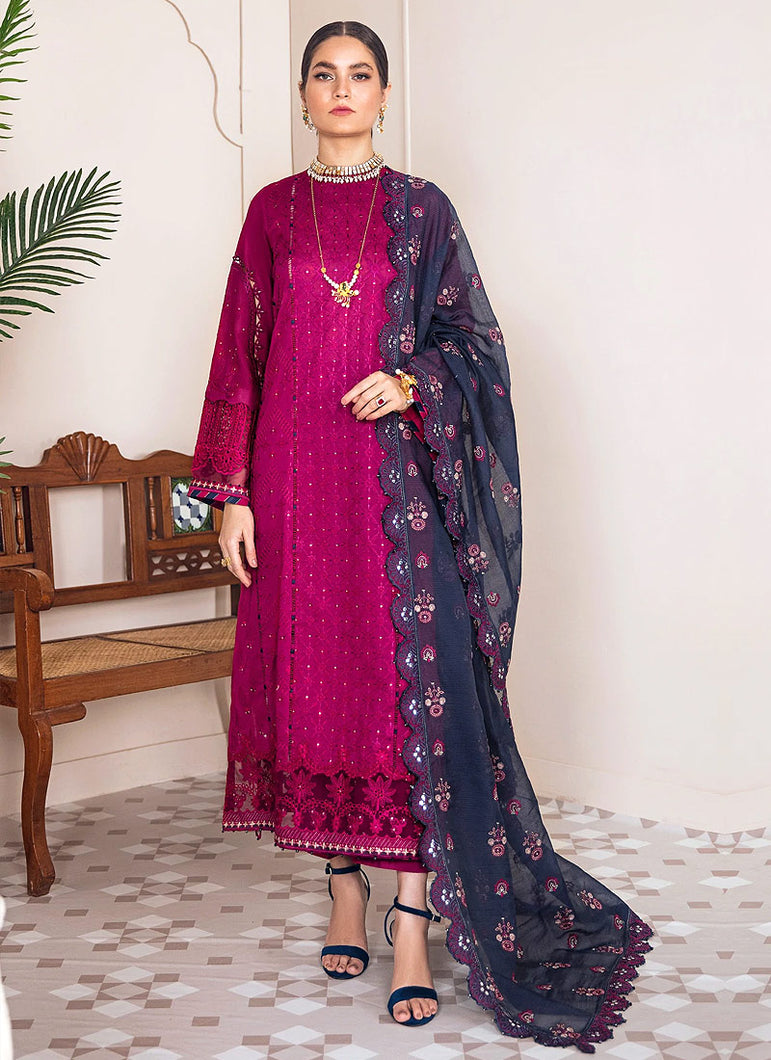 Buy BAROQUE | BAROQUE – SWISS LAWN COLLECTION 22 | BSW-09 Dark Pink color available in Next day shipping @Lebaasonline. We have PAKISTANI DESIGNER SUITS ONLINE UK with shipping worldwide and in USA. The Pakistani Wedding Suits USA can be customized. Buy Baroque Suits online exclusively on SALE from Lebaasonline only.
