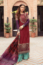 Load image into Gallery viewer, Buy MARIA B SATEEN Maroon Pakistani designer dresses online USA with customization. We have various brands such as Maria B Mbroidered, Sana Safinaz. Pakistani Bridal dresses online UK are trending in evening/party wear. Maria b original dresses can be stitched in UK, USA, France, Austria ate Lebaasonline in SALE!