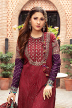 Load image into Gallery viewer, Buy MARIA B SATEEN Maroon Pakistani designer dresses online USA with customization. We have various brands such as Maria B Mbroidered, Sana Safinaz. Pakistani Bridal dresses online UK are trending in evening/party wear. Maria b original dresses can be stitched in UK, USA, France, Austria ate Lebaasonline in SALE!
