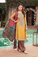 Load image into Gallery viewer, Buy MARIA B SATEEN Mustard Green Pakistani designer dresses online USA with customization. We have various brands such as Maria B Mbroidered, Sana Safinaz. Indian Bridal dresses online UK are trending in evening/party wear. Maria b original clothes can be stitched in UK, USA, France, Austria ate Lebaasonline in SALE