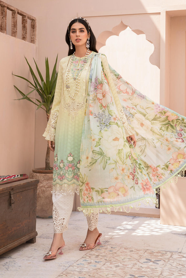 Buy MARIA.B. Lawn Eid Collection 2021 D2 Yellow Lawn Eid 2021 dress unstitched and Stitched. MARIA B EID COLLECTION 2021 Rejoice this Eid ambiance with balance of dynamic hue with NEW Pakistani designer clothes 2021 from world top designer such as  MARIA. B online in UK & USA Express shipping to London Manchester